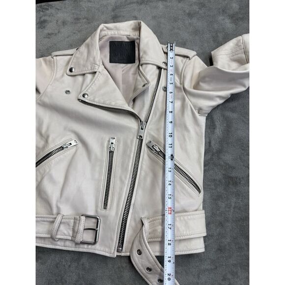 All Saints Off-White Leather Moto Jacket - Picture 10 of 13